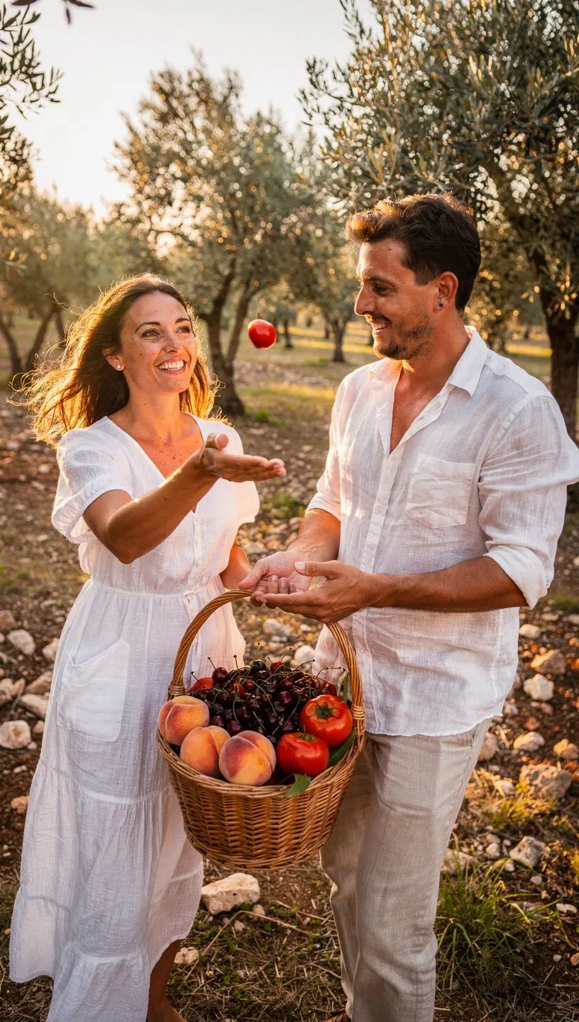 Σαλάτα με ντόπια λαχανικά και φρέσκα φρούτα του καλοκαιριού.