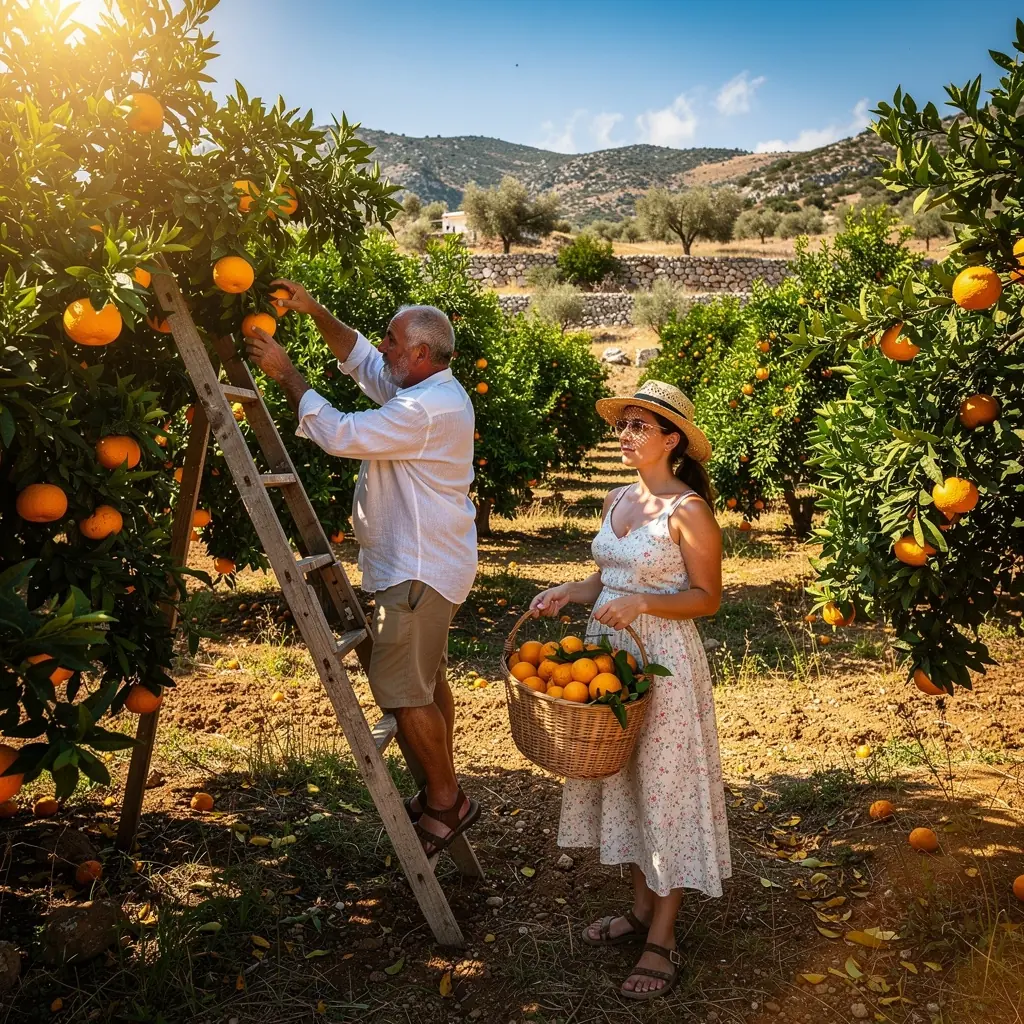 Δέντρα με ώριμα πορτοκάλια, έτοιμα για συγκομιδή στην ελληνική γη.